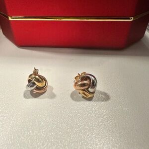 Tri-color 14k gold Knot Earrings